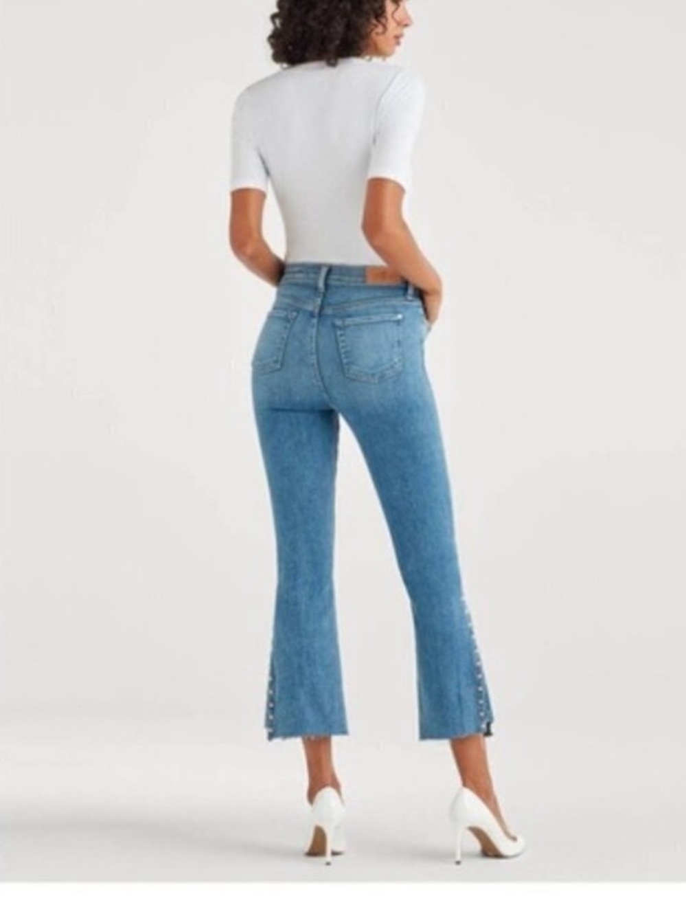 7 FOR ALL MANKIND High Waist Slim Kick Jeans Studded Size 29 Luxe Vintage - Picture 3 of 9